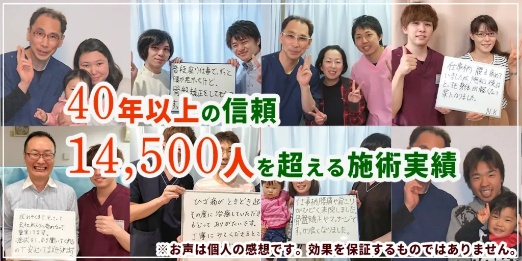 40年以上の信頼、14500人を超える施術実績